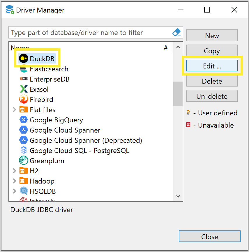 DBeaver Driver Manager Edit DBeaver Driver Manager Edit